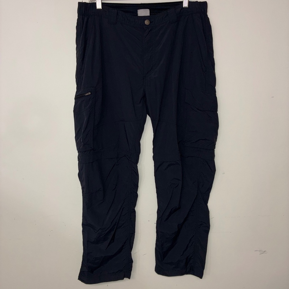 331 Columbia Convertible Cargo Pants 36x30 Navy Blue Ripstop Hiking Zip-Off